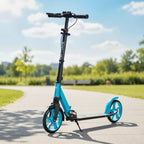 Trottinette Pliable pour Adultes 14+ Ans, Guidon Réglable, Grandes Roues, Amortisseur, Aluminium, 91,5x36,5x104cm, Bleu-1