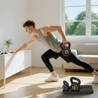 Lot de 3 kettlebells 2,2, 4,5 et 6,8 kg poignée antidérapante entraînement sport fitness avec plateau de rangement noir-7