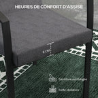 Lot de 2 coussins d'extérieur pour fauteuil chaise à dossier avec attaches rembourrage 8 cm, 112L x 51l cm, gris foncé-3