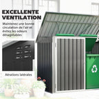 Cache Poubelle Double Abri de Jardin 2 Poubelles de 240L Couvercle Lié par Chaînes Vérins à Gaz 179,5x108x129,5cm Gris-5