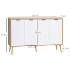 Buffet bas meuble de rangement 2 placards 4 portes motif chevrons étagères réglables 120 x 35 x 77,4 cm blanc-2
