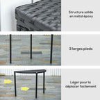 Table de jardin demi cercle - table de balcon demi lune - 100L x 50l x 74H cm résine tressée 4 fils imitation-5