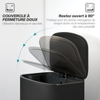 Poubelle cuisine 50L, poubelle à pédale, seau intérieur amovible, couvercle à fermeture douce, 45,1x36,5x62,6cm, noir-4