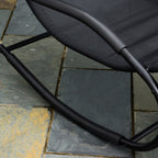 Chaise longue à bascule rocking chair ergonomique avec tétière accoudoirs métal galvanisé textilène 62l x 150P-6