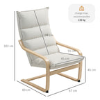 Fauteuil salon fauteuil de loisirs moderne fauteuil chambre avec accoudoirs incurvés, coussins, 67 x 83 x 105 cm, crème-2