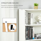 Bibliothèque Armoire à livres avec 4 compartiments ouverts et 2 portes pour le salon et le bureau 59x29x180 cm Blanc-4