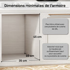 Poubelle cuisine, poubelle sous évier coulissante encastrable avec 2 x 20 L compartiments amovibles, 52x33,5x41cm, gris-5