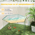 Parc pour chien, enclos chien 6 panneaux avec toit, modulable et pliable, enclos portable 76H cm avec porte argent vert-5