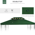 Toile de rechange pour pavillon tonnelle tente 3 x 4 m polyester haute densité 180 g/m² vert-5
