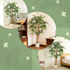 Plante artificielle intérieure 150 cm banian arbre artificiel, pot en plastique et tronc en bois massif, vert-7