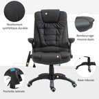 Fauteuil de bureau massant et chauffant électrique fauteuil bureau ergonomique revêtement synthétique noir-7