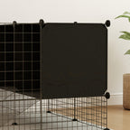 Enclos pour petits animaux, cage à lapin modulable 31 panneaux avec niches surélevées, en acier, 140x70x52cm, noir-9