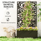 Jardinière avec treillis bac à fleurs rectangulaire grande taille panneau d'intimité métal 61 x 23 x 113 cm noir-3