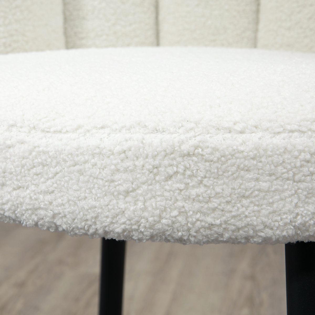 Lot de 2 chaises hautes tabourets de bar avec repose-pieds acier tissu effet laine bouclée hauteur 65 cm crème noir-6