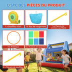 Château gonflable 4 en 1, aire de jeux avec souffleur, toboggan, piscine à balles, jeu de lancer d'anneaux, multicolore-7