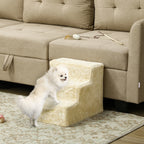 Escalier pour Chien à 3 Marches, Escalier pour Chat, Échelle Antidérapante pour Animaux, 46 x 35 x 35 cm, Beige-1