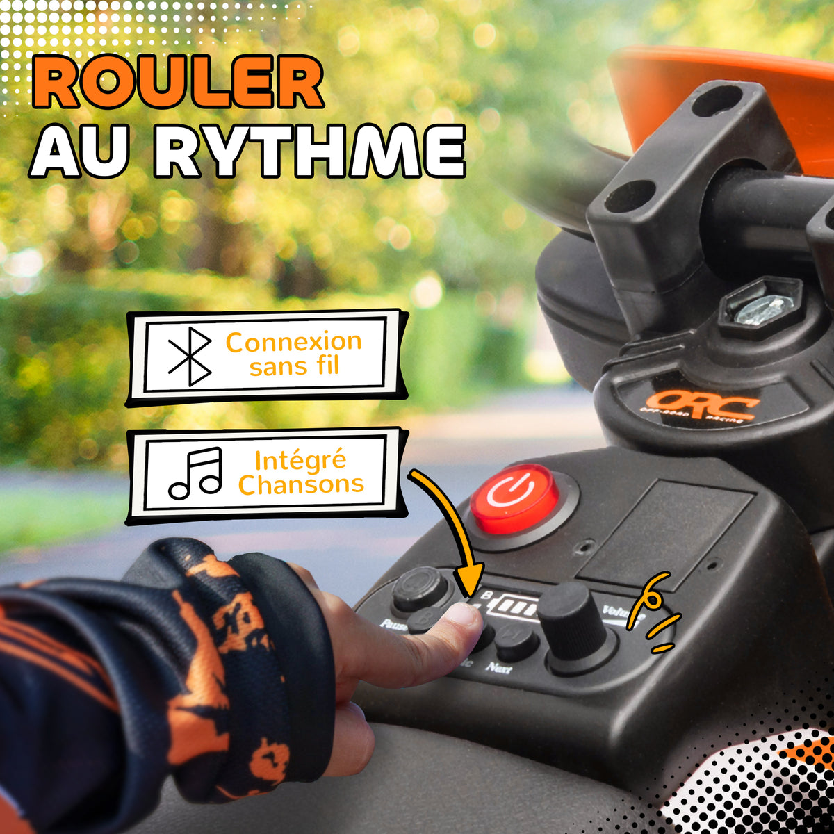 Moto électrique pour enfant moto cross pour enfants de 3 à 6 ans 2 moteurs 12V vitesse 5 km/h 109,5x60x72,5cm orange-6