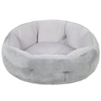 Lit pour chat réversible, lit pour chats d'intérieur et petits chiens, lit rond avec rebord de soutien, gris clair-0