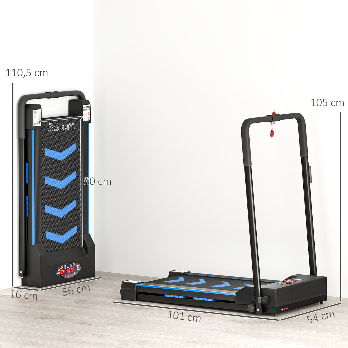 Tapis de course électrique de marche - 370 W pliable télécommande écran LCD vitesse 1-6 Km/h-2
