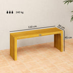 Banc de Jardin en Bois d'Acacia sans Dossier 2 Places, Assise à Lattes Effet Bois, 110x30x45cm, Bois naturel-2