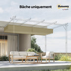 Toile de toit pour pergola tonnelle rétractable de 4 x 3 m - toile uniquement 350 x 260 cm beige-8