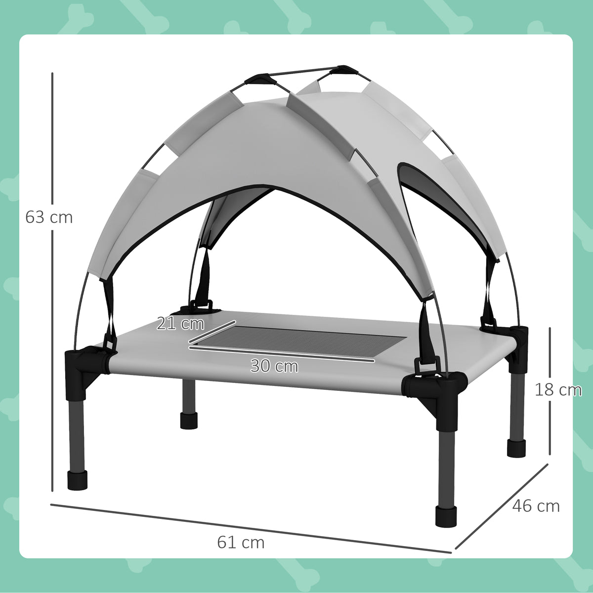 Lit pour chien chat sur pieds lit chien surélevé velum anti-UV oxford sac de transport inclus 61 x 46 x 63 cm gris-2