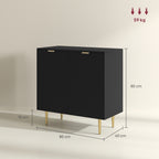 Buffet cuisine meuble de rangement avec 2 portes étagère réglable pieds métalliques surélevés 80 x 40 x 80 cm noir-2