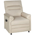 Fauteuil Relax Électrique Massant et Chauffant en Velours, Ultra Silencieux, Inclinable, Port USB, 82x99x106cm, Beige-0