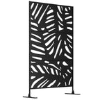 Panneau brise vue décoratif extérieur noir à motif végétal en métal - 122 x 45 x 198 cm-0