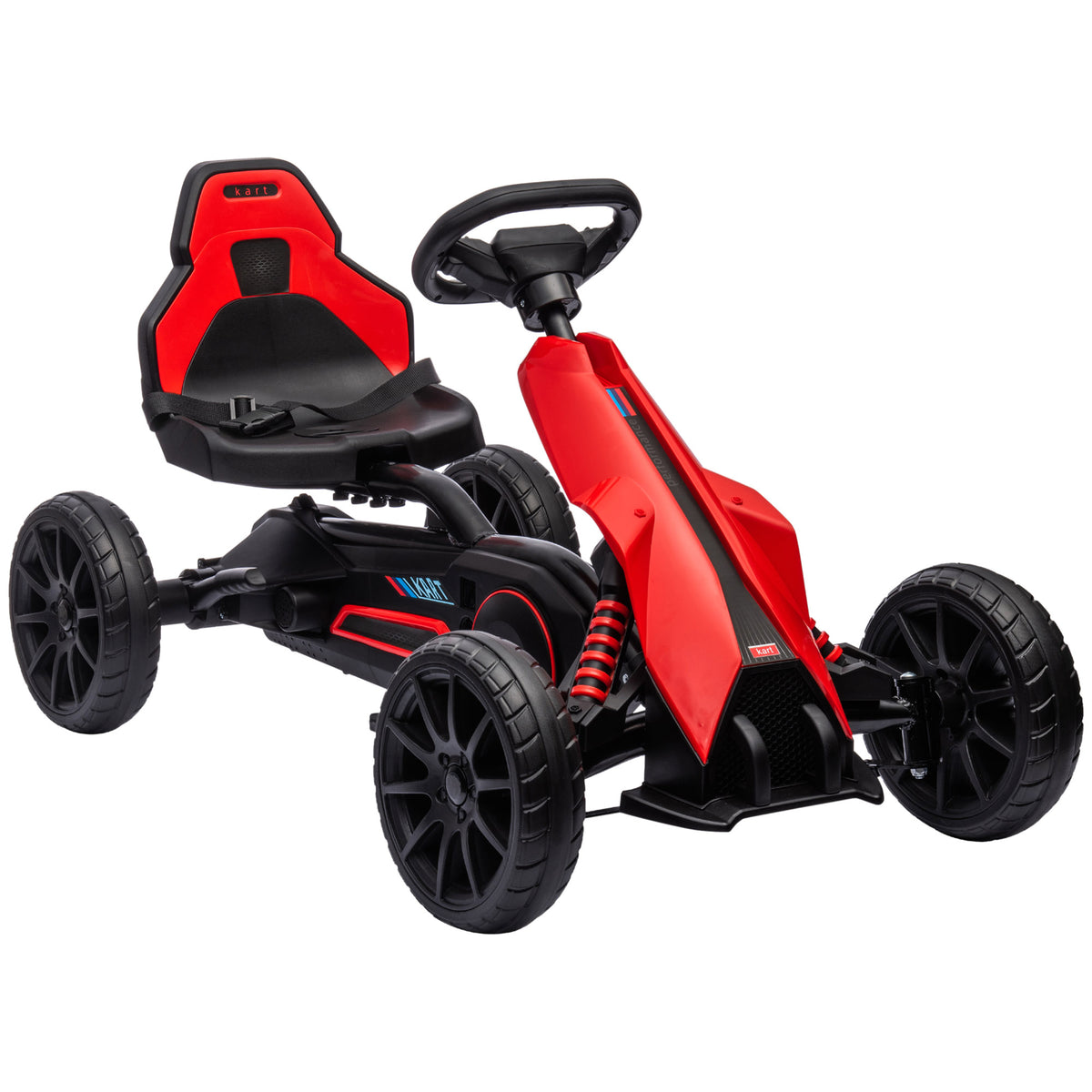 Kart à pédales pour enfants avec siège ajustable 4 positions et roues en EVA 100 x 58 x 58,5 cm rouge et noir-0