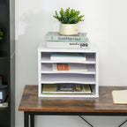 Lot de 2 organiseurs bureau bois blanc avec couches fournitures support d'imprimante dim. 35,5L x 25l x 28,6H cm-9