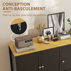 Buffet meuble de rangement avec 3 portes 2 étagères réglables plateau aspect bois clair 120 x 40 x 70 cm noir-5