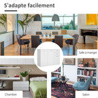 Buffet salon à haut brillance, meuble de rangement avec 2 tiroirs, 3 portes et étagère réglable, style contemporain, buffet salle à manger et cuisine, 106 x 35 x 76 cm, blanc-5