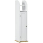 Meuble de salle de bain support papier toilette avec placard et étagères réglables 20 x 20 x 80 cm blanc-0