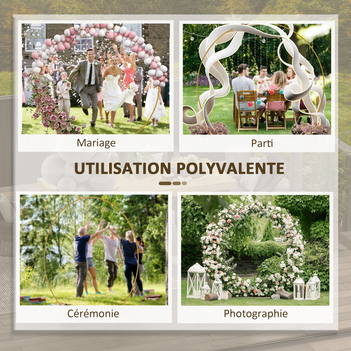 Arche de jardin arche à rosiers arche de plantes grimpantes pour mariage, anniversaire, cérémonie et banquet acier doré-5