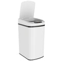 Poubelle de Cuisine Automatique 12 L en Acier Inoxydable, Poubelle à Capteur avec Couvercle, 28 x 22 x 41 cm, Blanc-0