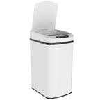 Poubelle de Cuisine Automatique 12 L en Acier Inoxydable, Poubelle à Capteur avec Couvercle, 28 x 22 x 41 cm, Blanc-0