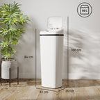 Poubelle cuisine automatique 50L en acier inoxydable, poubelle à capteur de mouvement sans contact, 33x25x84cm, blanc-2