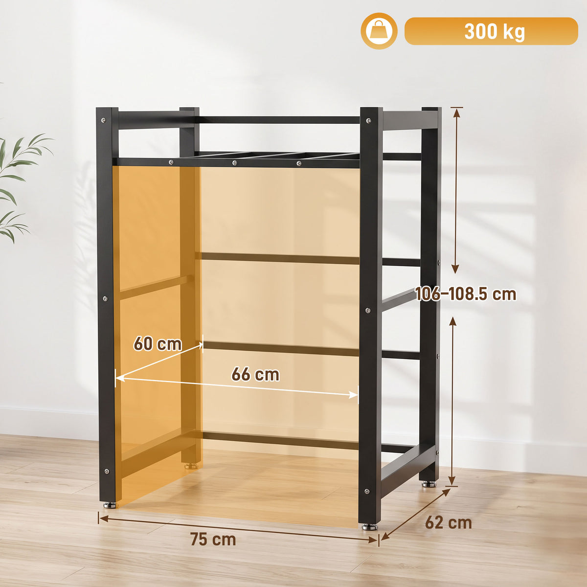 Support de superposition lave-linge/sèche-linge, 300 kg, avec pieds réglables et barre de séchage, noir-2