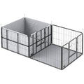 Parc de Mise Bas pour Chien 2 Compartiments Séparés avec Toile Oxford Coupe-Vent 7 Panneaux 203x102x60cm Noir-0