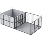 Parc de Mise Bas pour Chien 2 Compartiments Séparés avec Toile Oxford Coupe-Vent 7 Panneaux 203x102x60cm Noir-0