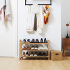 Étagère à chaussures à 3 niveaux porte-chaussures en bambou 9 paires de chaussures 76 x 33 x 51 cm naturel-6