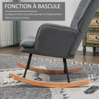 Fauteuil à bascule avec repose-pieds, rocking chair, assise large, dossier haut, coussin inclus, 64 x 89 x 90 cm, gris-3
