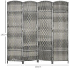 Paravent intérieur en bois 4 panneaux séparateur de pièce pliable pour salon chambre 180 x 180 cm gris mélangé-2