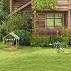 Balançoire portique balançoire pour enfants avec 2 siège de balançoire structure en métal charge max. 90 kg multicolore-8