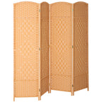 Paravent intérieur en bois 4 panneaux séparateur de pièce pliable pour salon chambre 180 x 180 cm brun clair-0