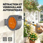 Enrouleur Tuyau Arrosage Mural 30 m x Ø 15 mm Dévidoir Automatique de Tuyaux d'Eau Rétractable Automatique orange-5