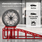 Lot de 2 Rampes d'Accès avec Cric Hydraulique 3T, Hauteur Réglable, Largeur d'Accès 230mm, 114x34,5x27cm, Rouge-6