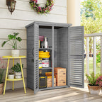 Armoire de Jardin Remise Pour Outils en Bois 2 Étagères Toit Bitumé Portes Persiennes Verrouillable 75 x 50 x 118cm Gris-9