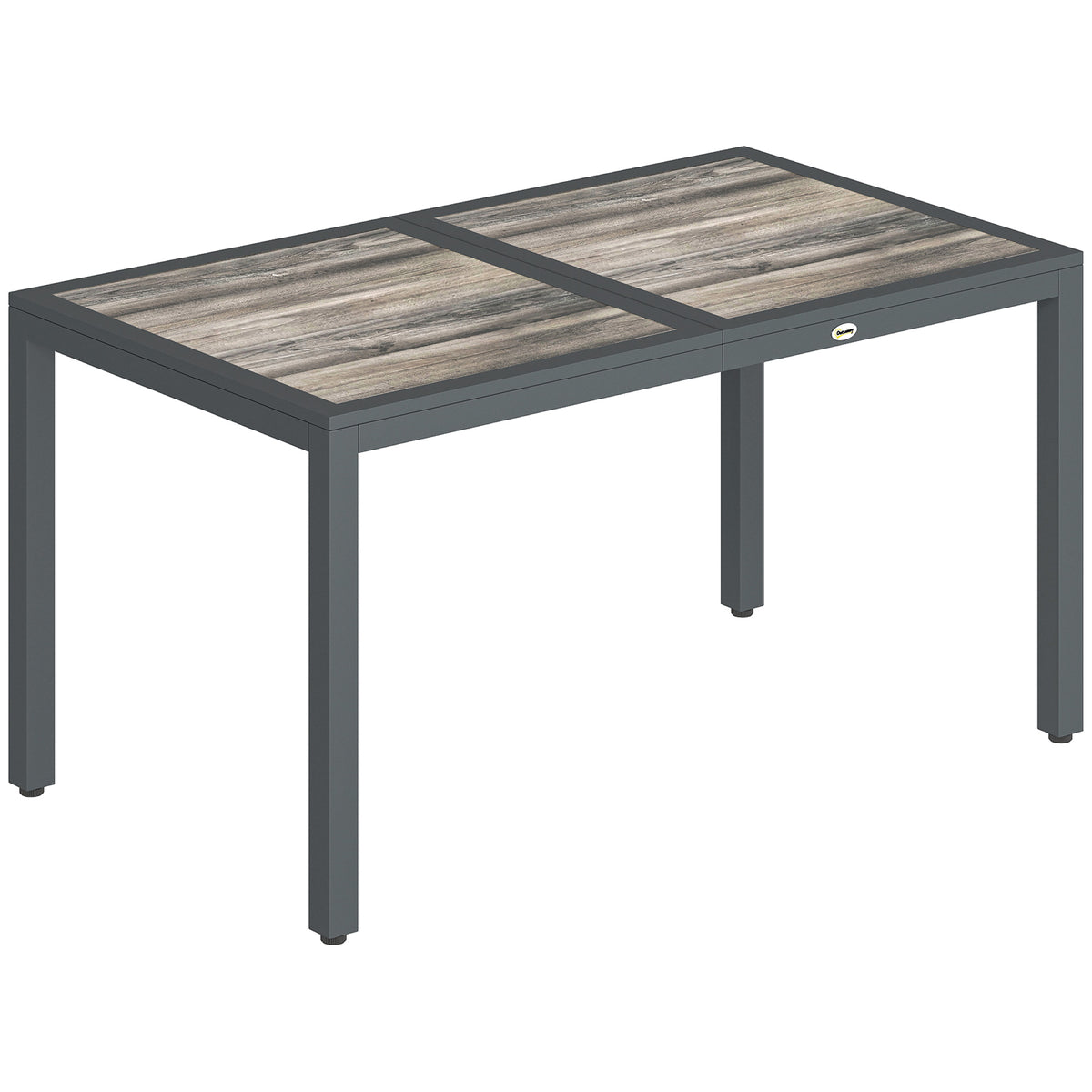 Table de jardin pour 4 à 6 personnes, table à manger extérieure avec plateau à effet bois, 140 x 80 x 72 cm, gris foncé-0